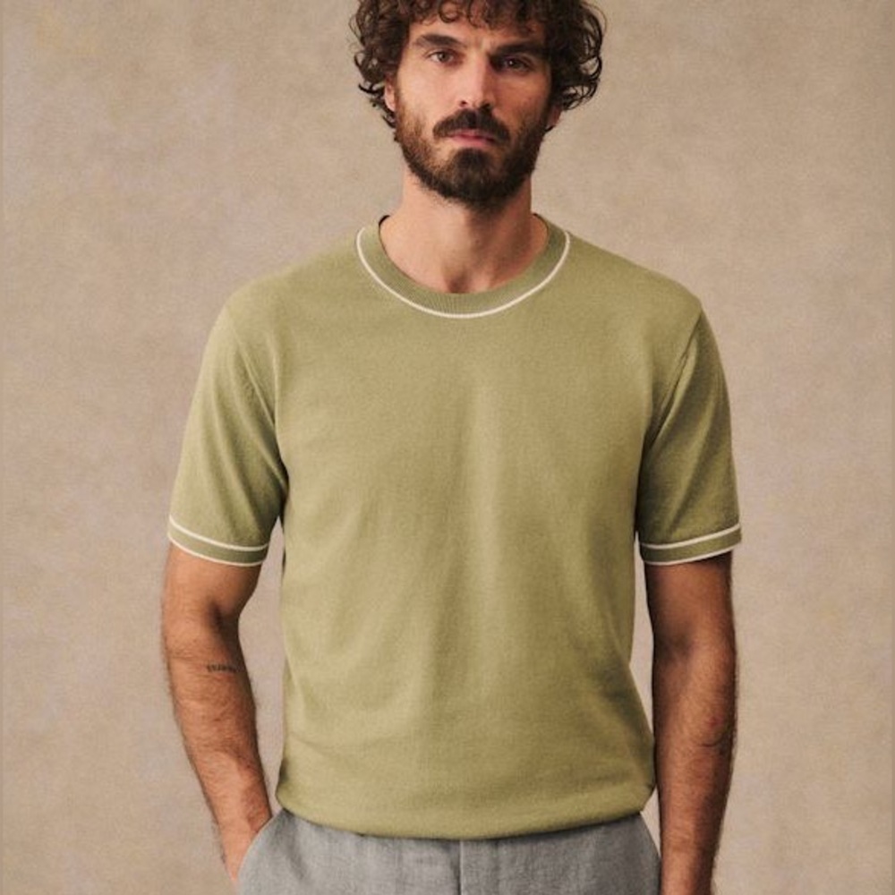 Sezane Corey Olive Green Short Sleeve Tee